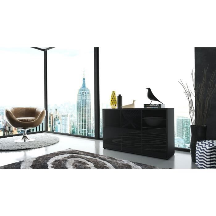 commode moderne intégralement laquée noir