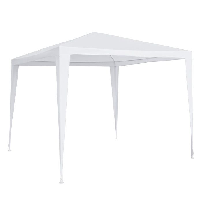 Tonnelle barnum de jardin dim. 2,7L x 2,7l x 2,45H m métal époxy toile PE haute densité blanc
