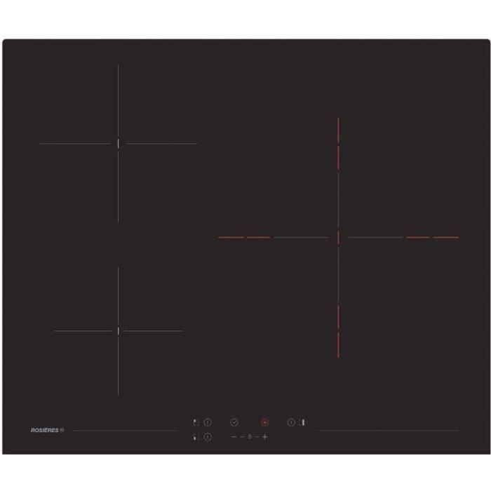 Plaque de cuisson vitrocéramique -ROSIERES - 3 foyers - L 60 cm - RKH63TCT/1 -Noir