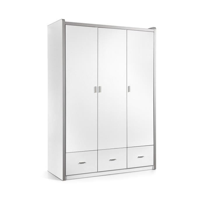 BONNY Armoire de chambre enfant style contemporain blanc - L 147 cm