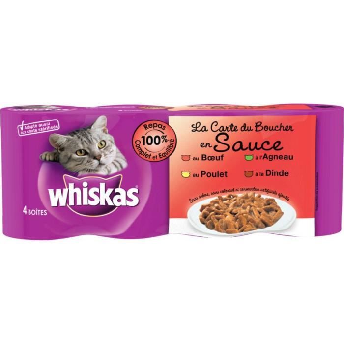 WHISKAS Mijoté en sauce - Pour chat - 4X400G