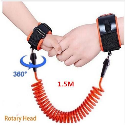 HARNAIS DE SECURITE,1.5M orange Rotary--Harnais de sécurité pour enfants, laisse de poignet Anti perte, corde de Traction, Bracelet