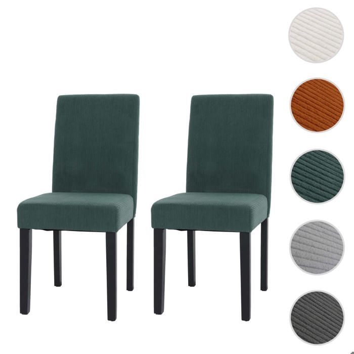 Lot de 2 chaises de salle à manger Littau Cordon de bois vert pieds foncés