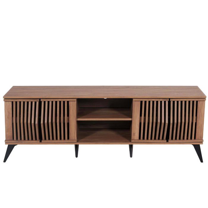 Meuble TV avec quatre portes et six compartiments 55 x 166 x 41 cm MDF marron 04_0007866 Meuble TV avec quatre portes et six compartiments 55 x 166 x 41 cm MDF marron 04_0007866
