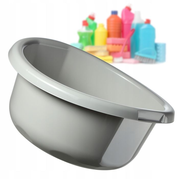 KADAX Bassine en Plastique pour Le Lavage à la Main des Vêtements et de la Vaisselle Dotée dune Forme Ronde (20L Gris)