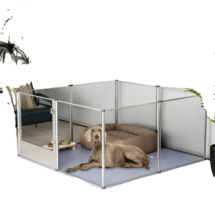 Meilleurs prix pour Parc à chiens, 8 enclos pour chiens, clôture transparente, argenté