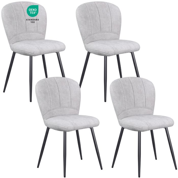 Chaises de Salle à Manger - WAFTING - Design Coquille - Tissu chenille - Pieds métal - Lot de 4