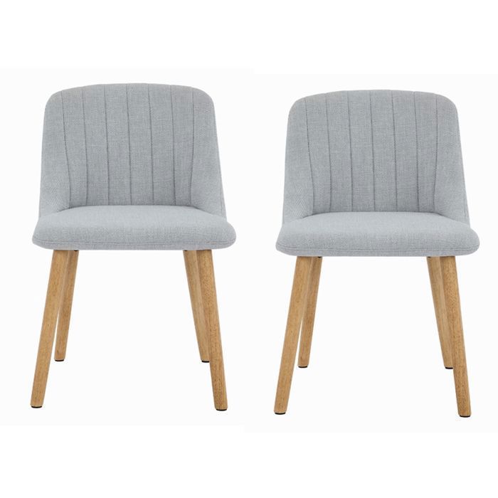 Set de 2 Chaises de Salle à Manger en Tissu - Dossier Ergonomique - Pieds en Chêne Massif (Gris) - Capacité 136 kg