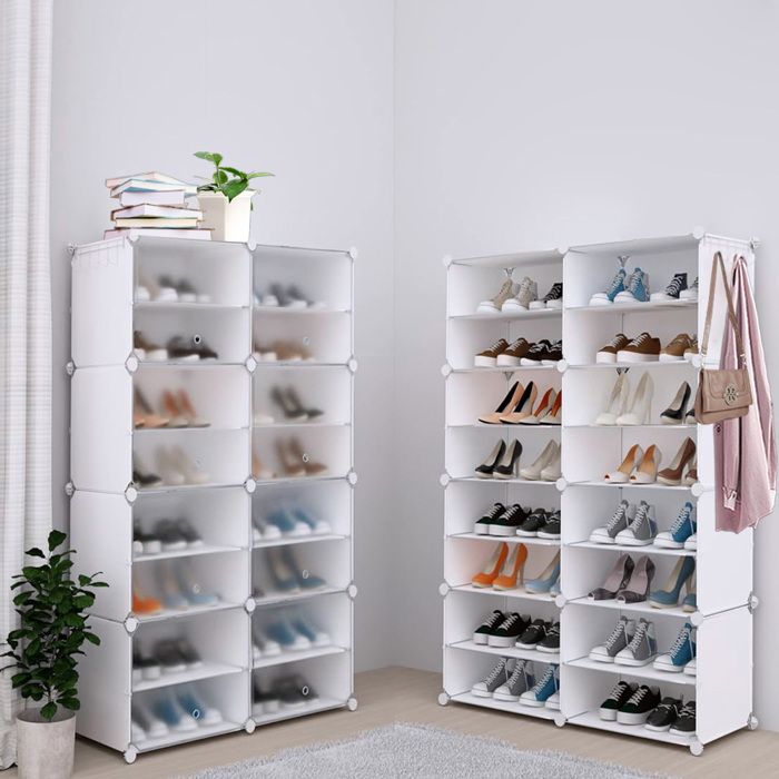 B.LIVEM Étagère à Chaussures Meuble Chaussure avec Portes pour 32 Paires 2 Crochets de Rangée pour Entrée Chambr Couloir