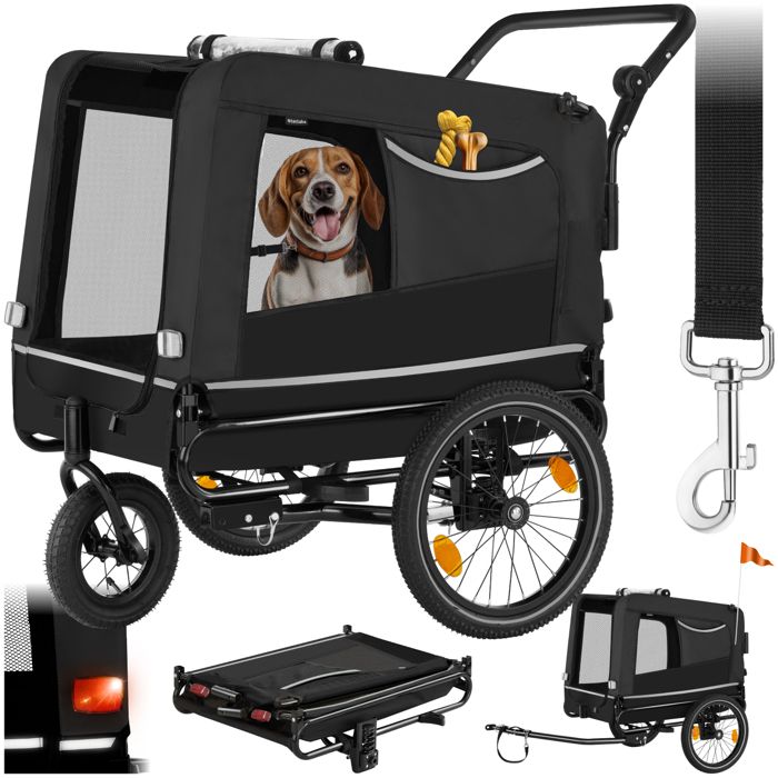 Meilleurs prix pour Remorque vélo - TECTAKE - Transport pour chien WOOFRIDER en tissu Oxfort 600D multifonctions pliable 40 kg - Noir