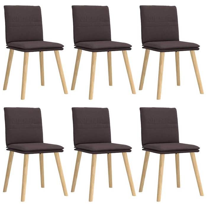 SOLO - TOP Chaises à manger/cuisine - lot de 6 - marron foncé tissu - cadre en bois - max charge 110kg LV1216