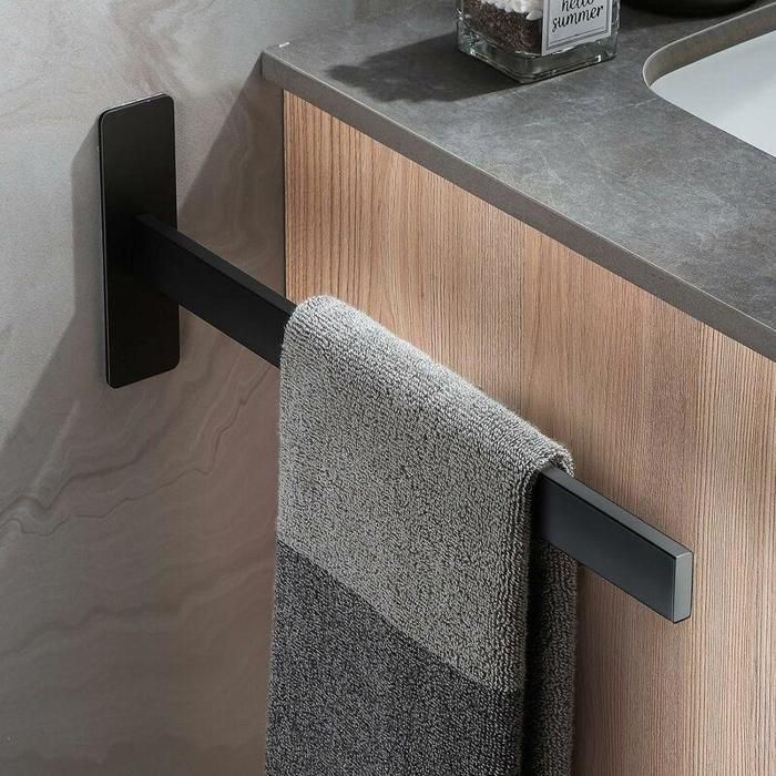 Dvocel Porte-serviettes sans perçage, en acier inoxydable, noir Dvocel Porte-serviettes sans perçage, en acier inoxydable, noir