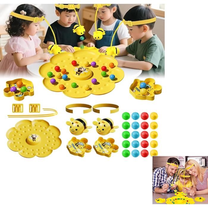 JEU DE SOCIETE Jeu des Abeilles animéesJeu magnétique de cueillette de Haricots dabeilles et de pêche à la TableMini Ruche