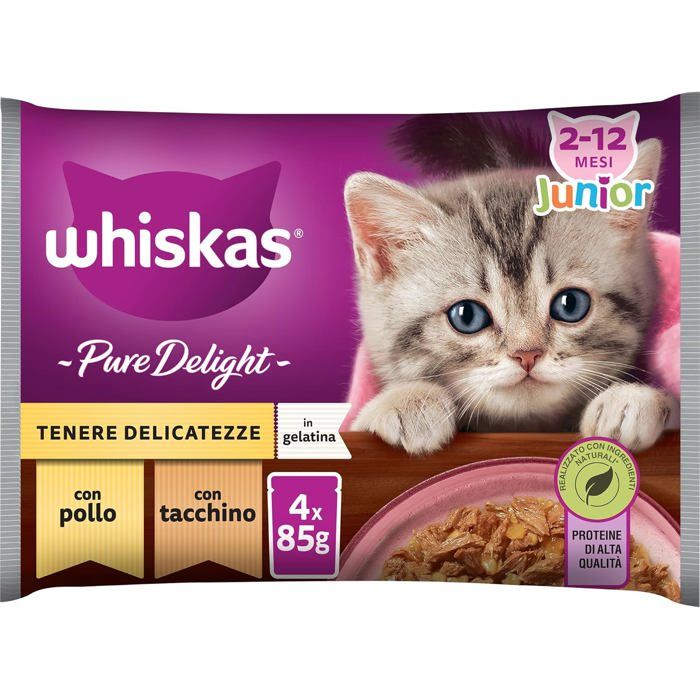 Comparer les prix de Nourriture pour chats - WHISKAS - Pure Delight - Lot de 13 sachets de 85 g - 25% de viandes - Équilibrée et savoureuse