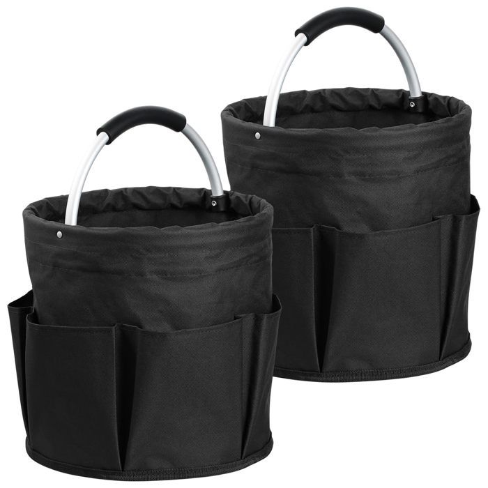 Sac de Rangement Pliable Sac Fourre-Tout à Outil Seau de Rangement Portable pour Les Produits Nettoyage (2pcs Noir)
