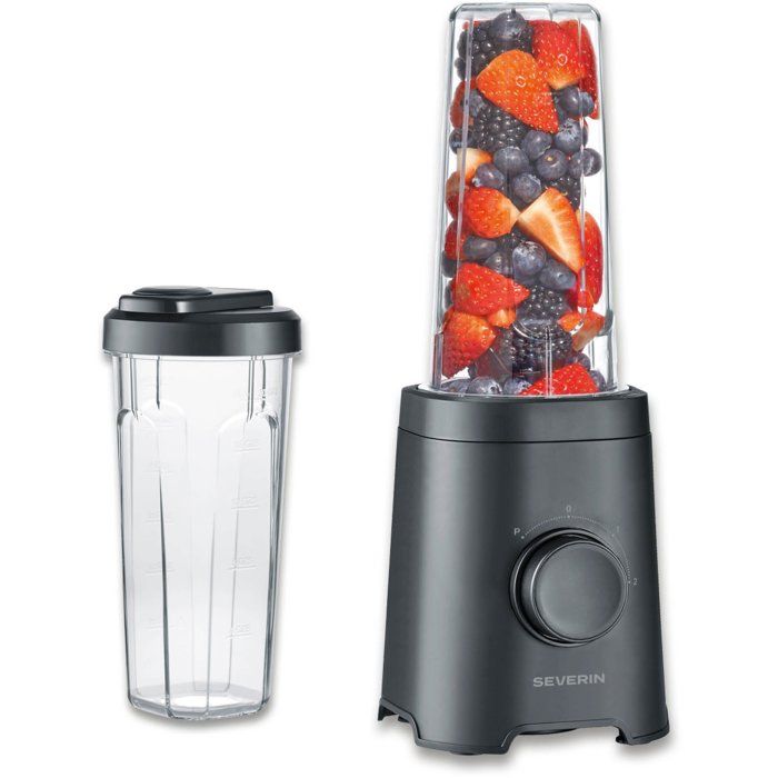 Blender SEVERIN SM3753 Mix & Go 2 gourdes de 600 ml 2 vitesses 4 lames aiguisées