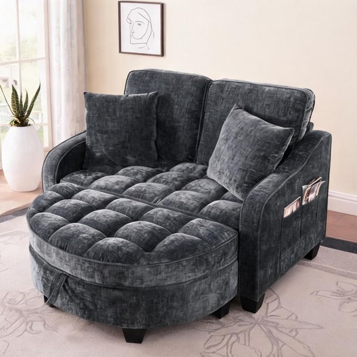 Canapé 2 places convertible jet black cadre en bois deucalyptus design contemporain pour petits espaces