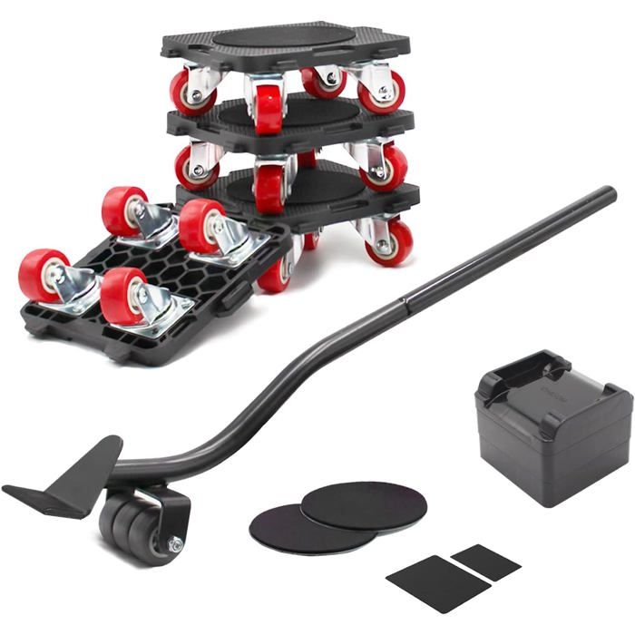 Roulette 360° pivotante pour meuble - capacité 300 kg - lot de 9 pièces - kit déménagement avec lève-meuble