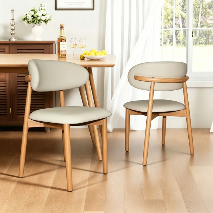 Ensemble moderne de table et chaises en bois massif en chêne 2 pièces 78×57×45 cm couleur bois naturel