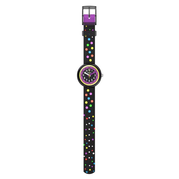 Montre enfant - FLIK FLAK - Astro Disco - Bracelet noir - Boîtier 31 85 mm - Détails fluo réactifs UV