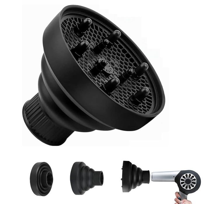 Diffuseur Cheveux Universel Réglable Portable Noir Séchoir/Boucles/Ondulés Maison/Voyage/Salon XSHWYAN