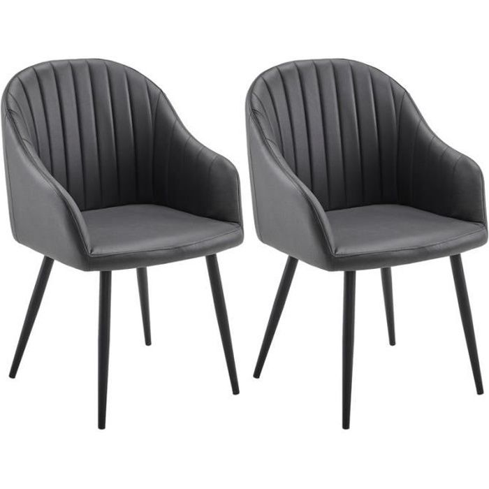 lot de 2 chaises de salle à manger - alightup - gris foncé - contemporain - design - tissu et métal