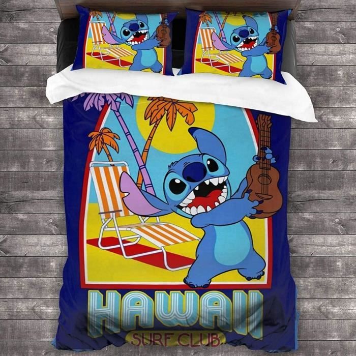 Parure De Lit Disney Stitch Pour Lit Bébé 100x135 Cm - 100% Coton, Réversible, Housse Couette + Taie D'oreiller - 10