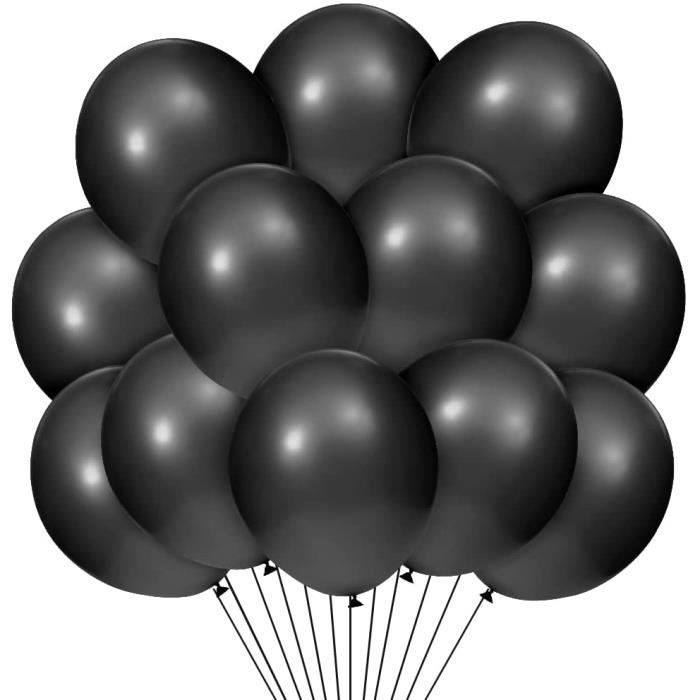 100 Ballon Anniversaire Noir, Ballons Baudruche Noir Latex-30cm