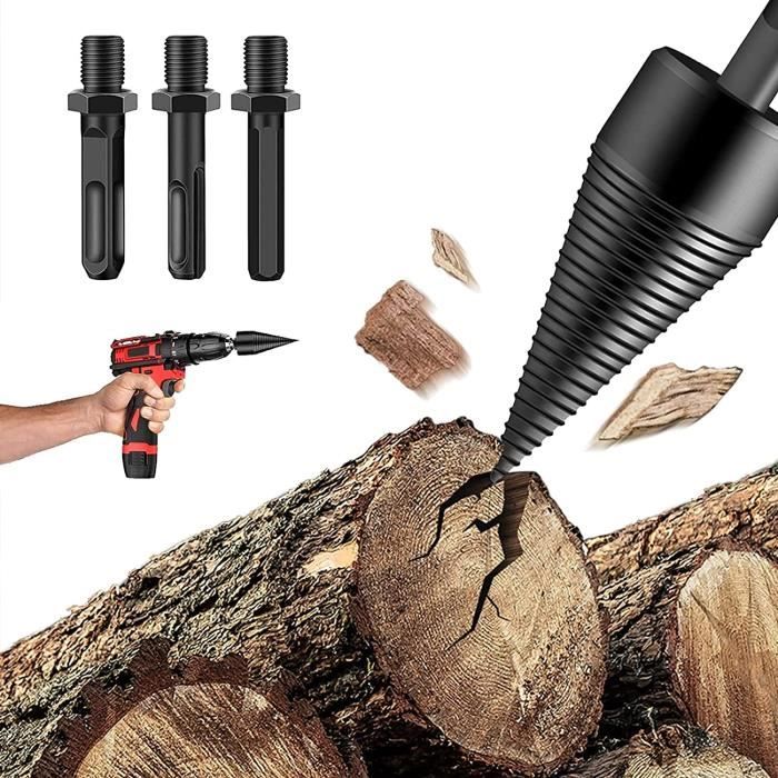 MaxEarn Fendeuse Bois Cône, 32mm 42mm Fendeur De Buche Avec 2 Poignées De Forage, Fendeuse