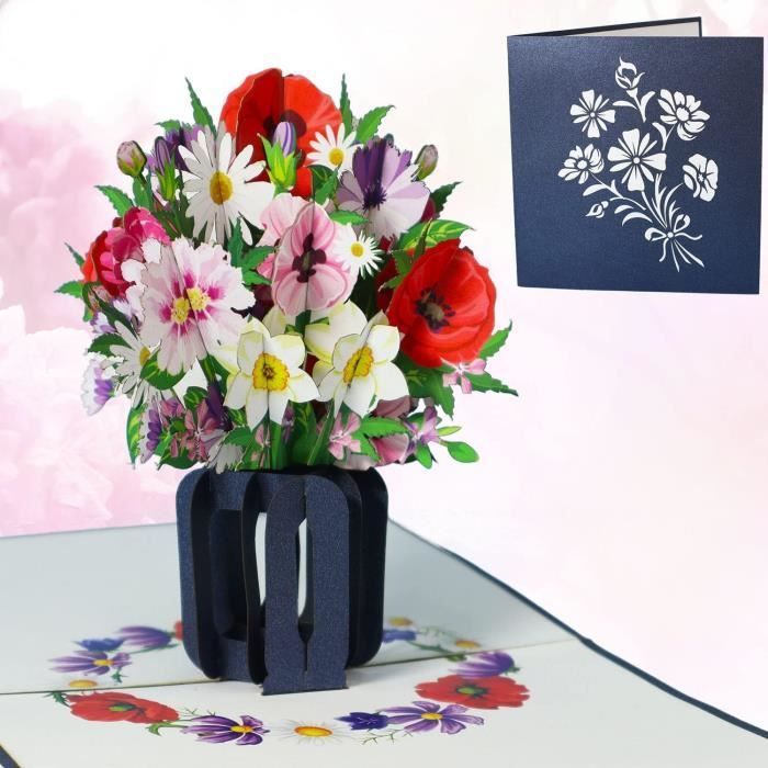 Carte Pop-up 3D En Forme De Cœur Avec Fleurs De Cerisier - 18x13 Cm - Pour Anniversaire, Mariage, Fête Des Mères