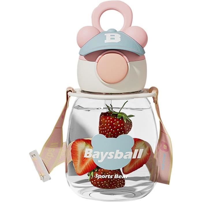 Merrwon Gourde Kawaii 650 Ml En Forme De Canard Mignon, Sans BPA, Avec Paille Et Sangle, Tasse Portable Anti-fuite Pour Femmes, Enfants, Sports De Plein Air, Voyage