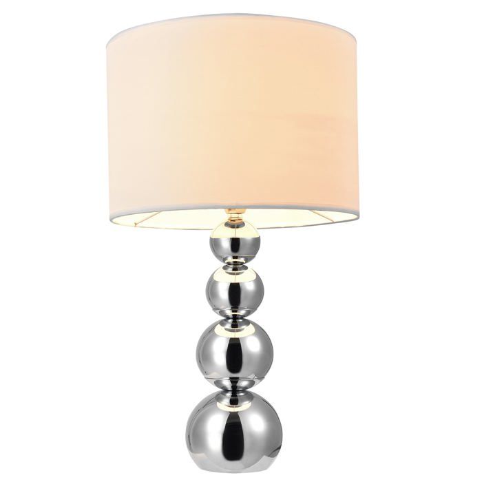 Lampe de table chevet e14 métal textile 43 cm blanc et chrome 03_0002514 Lampe de table chevet e14 métal textile 43 cm blanc et chrome 03_0002514