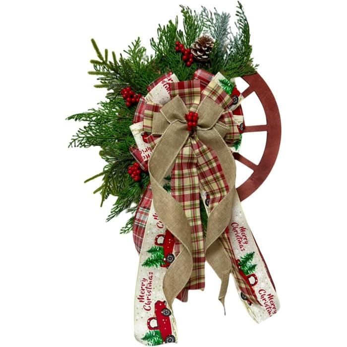 Couronne De Porte Décorative Hiver 60 Cm - Vert Artificiel Et Pommes De Pin Naturelles - Décoration Murale Noël
