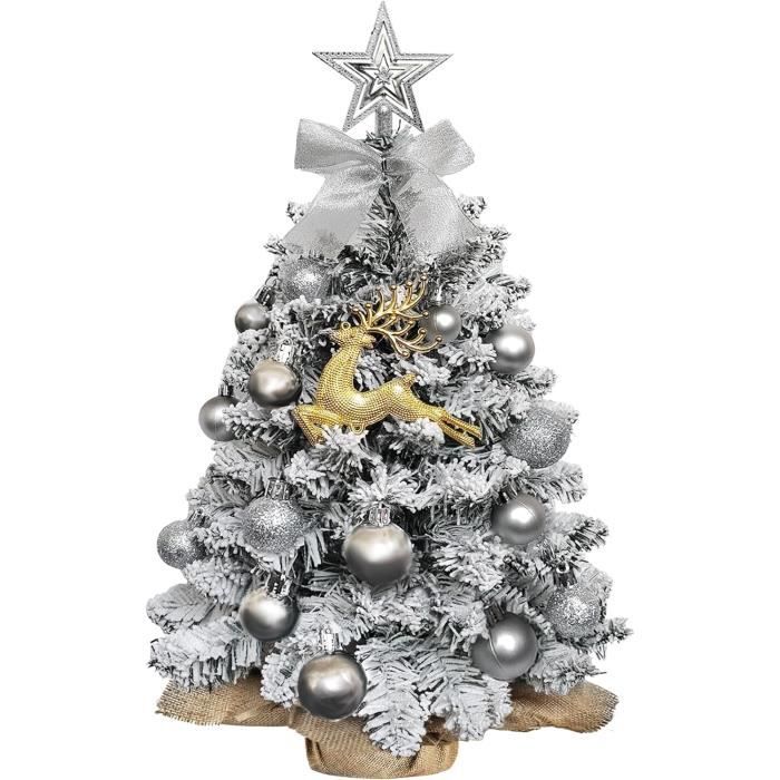 Mini Sapin De Noël 60 Cm Avec Base En Lin - Décoration De Table Artificielle Pour Fêtes - 8