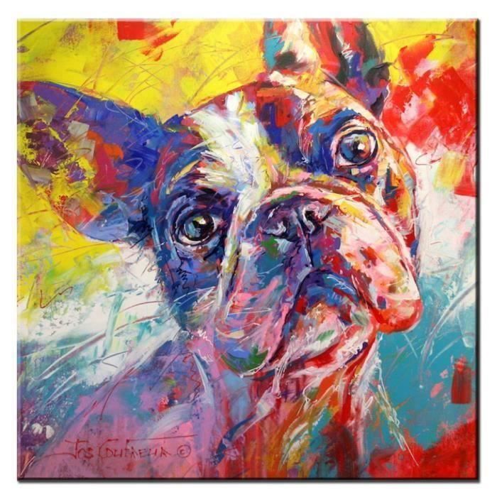 Tableau Deco Toile Hd Imprimer Francais Bouledogue Graffiti Pop Peinture A L Huile Moderne Wall Art Sans Cadre Cdiscount Maison
