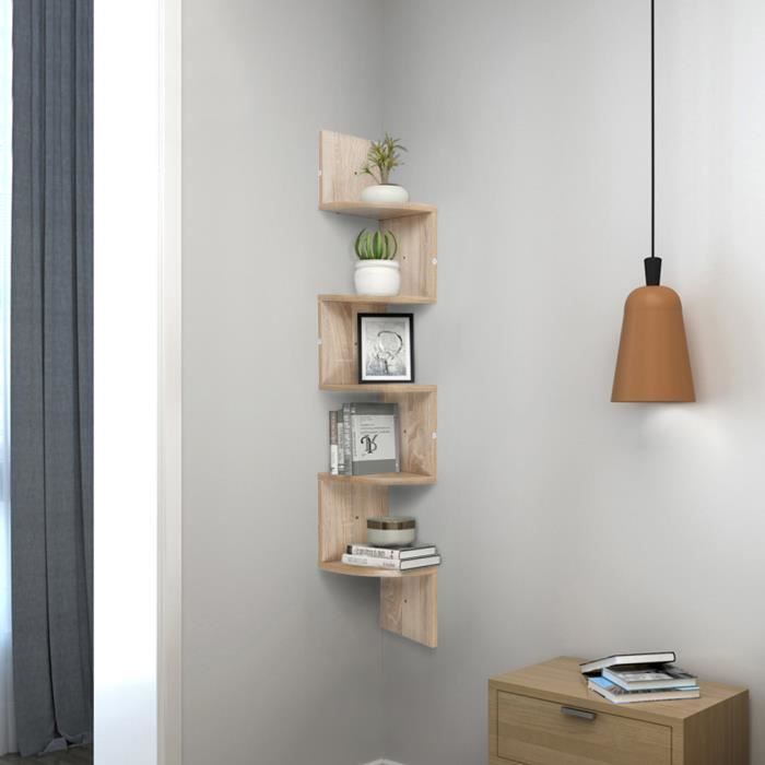 LUXS Étagère d'angle Murale Bibliothèque Meuble rangement en Forme