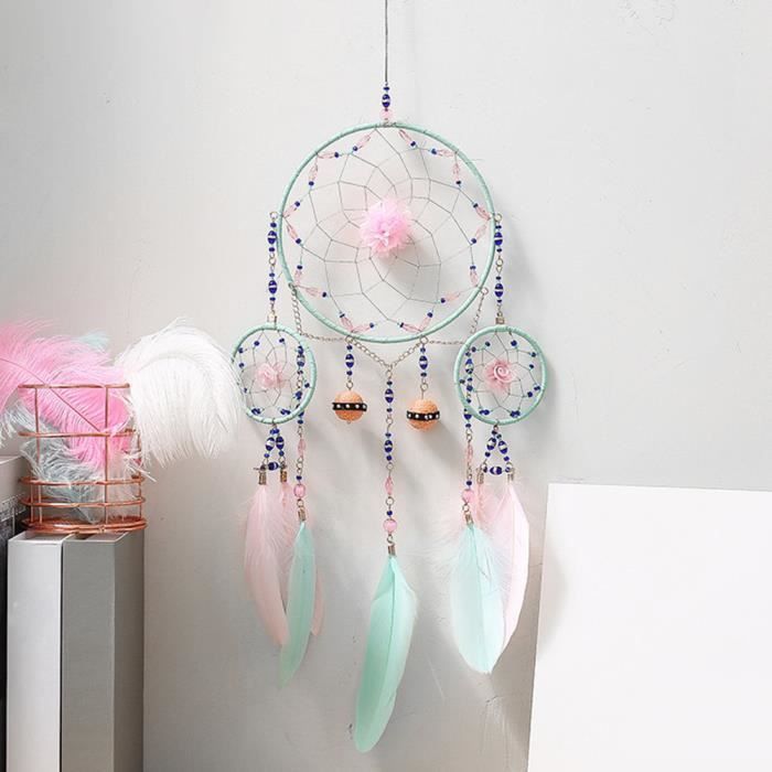 Dsaren Attrape R/êve Enfant /À La Main Rose Plume Capteur de R/êves Traditionnel Dream Catcher Cadeau D/écoration Tenture Murale Voiture Maison Chambre