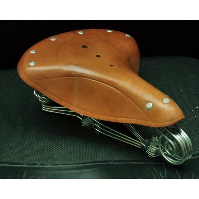 Selle De Velo En Cuir Veritable Style Ancien Avec Ressorts Prix Pas Cher Cdiscount