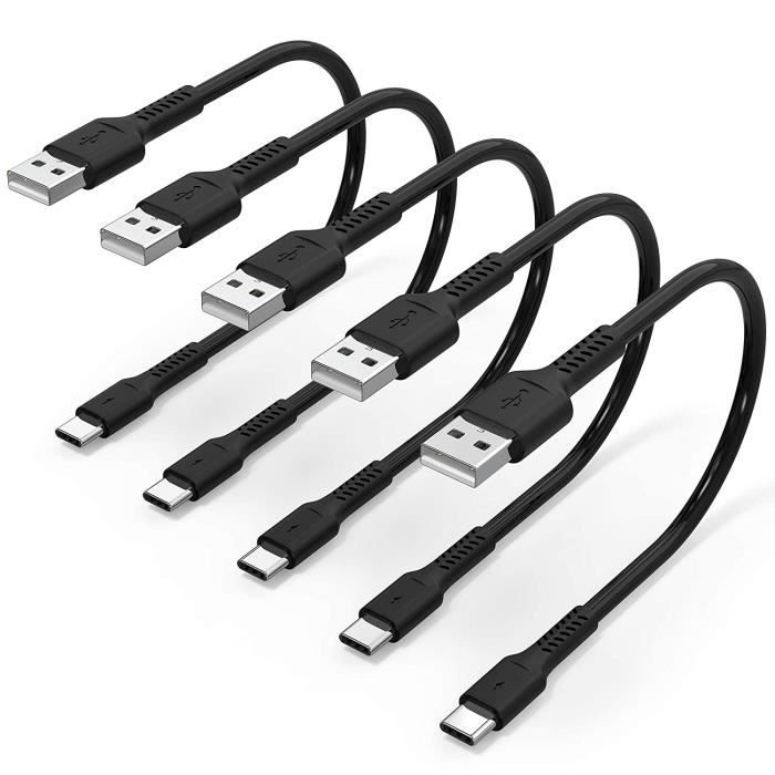 30cm Câble USB C Court, [Lot de 5] Câble USB A vers USB Type C 3A
