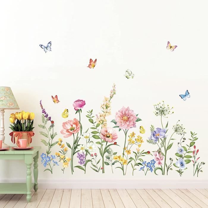 wondever Stickers Muraux Herbe Verte Fleurs Coin Plinthe Autocollants Muraux Mural Stickers Plantes Papillon pour Chambre Fille Enfants Salon wondever Stickers Muraux Herbe Verte Fleurs Coin Plinthe Autocollants Muraux Mural Stickers Plantes Papillon pour Chambre Fille Enfants Salon