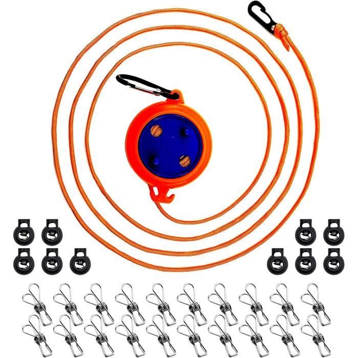 Corde à Linge Extérieure 30 M - Noyau Acier, Gaine PVC - Résistante, Anti-déchirure - Pour Balcon, Jardin, Camping