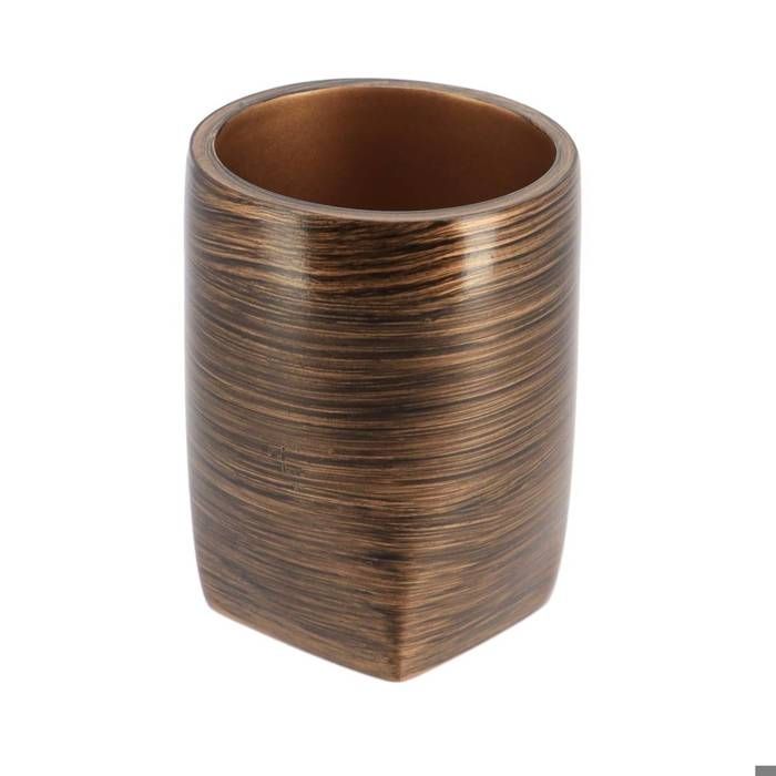TENDANCE - Gobelet et Porte brosse à dents en résine Wengé Wenge