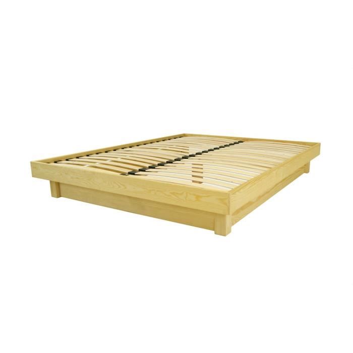 lit plateforme bois massif - marque - modèle - classique - intemporel - 2 places - 140x190