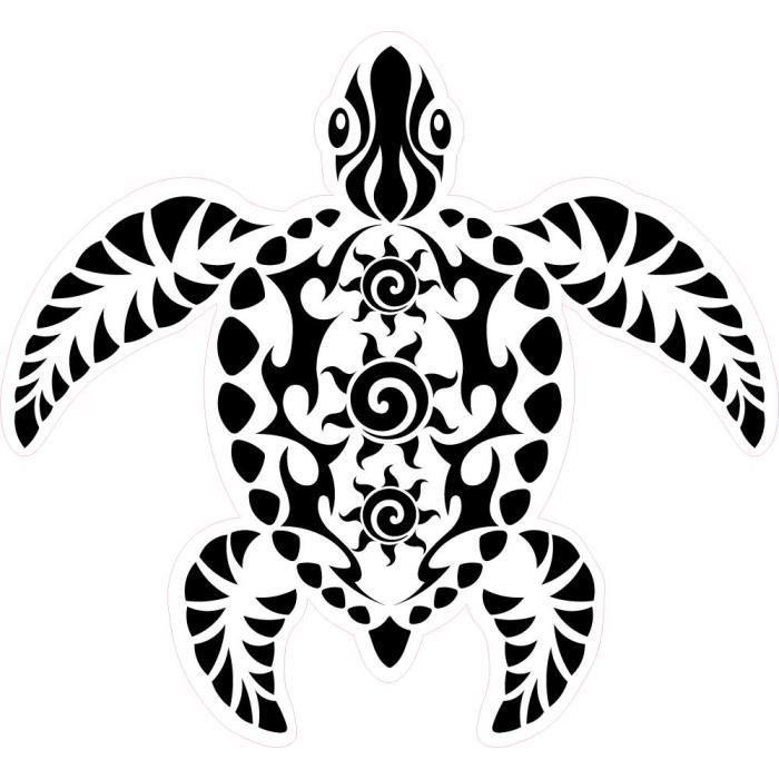 Tortue maori soleil animal mer autocollant sticker logo645 (Taille: 4 cm - Couleur du motif: noir)
