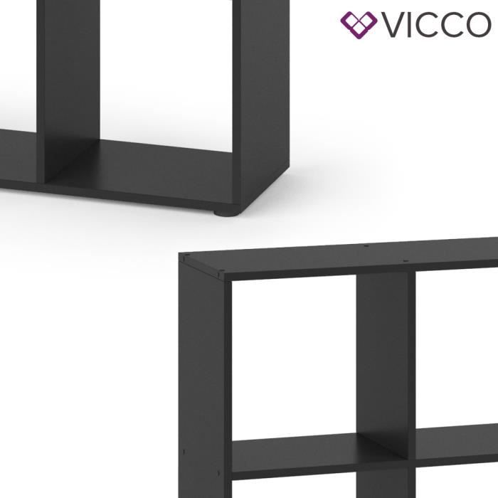 vicco séparateur de pièce nove étagère pour livres noir 9 compartiments étagère indépendante étagère de rangement
