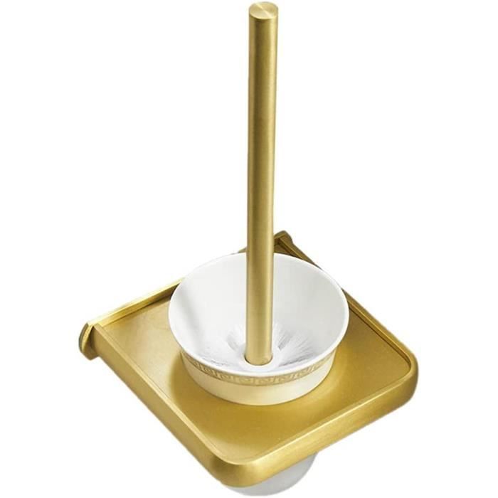 Support Brosse WC GERUIKE - Sans Perçage, Acier Inoxydable - Avec Porte-Brosse En Verre Et 2 Têtes - Pour Salle De Bain
