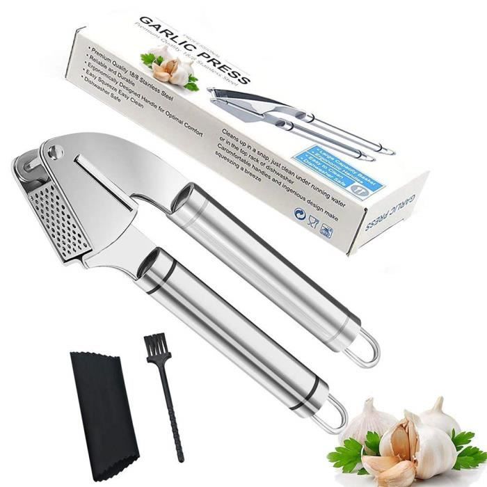 1 Ensemble Presse-ail Et éplucheur En Acier Inoxydable