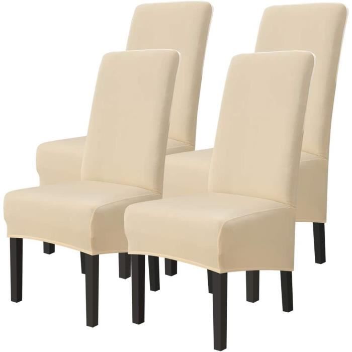 Housse de Chaise de Salle à Manger Universelle Extensible Microfiber Couverture Chaises Lavable Housses de Chaises 4 Pieces Beige