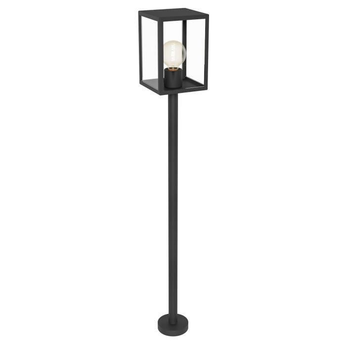 Lampadaire d'extérieur Eglo Alamonte en métal noir H101cm - 1 ampoule E27 - style classique intemporel