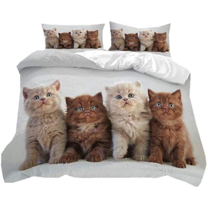 Housse De Couette Chat Noir Effrayant Dans La Cage Parure De Lit Ensem